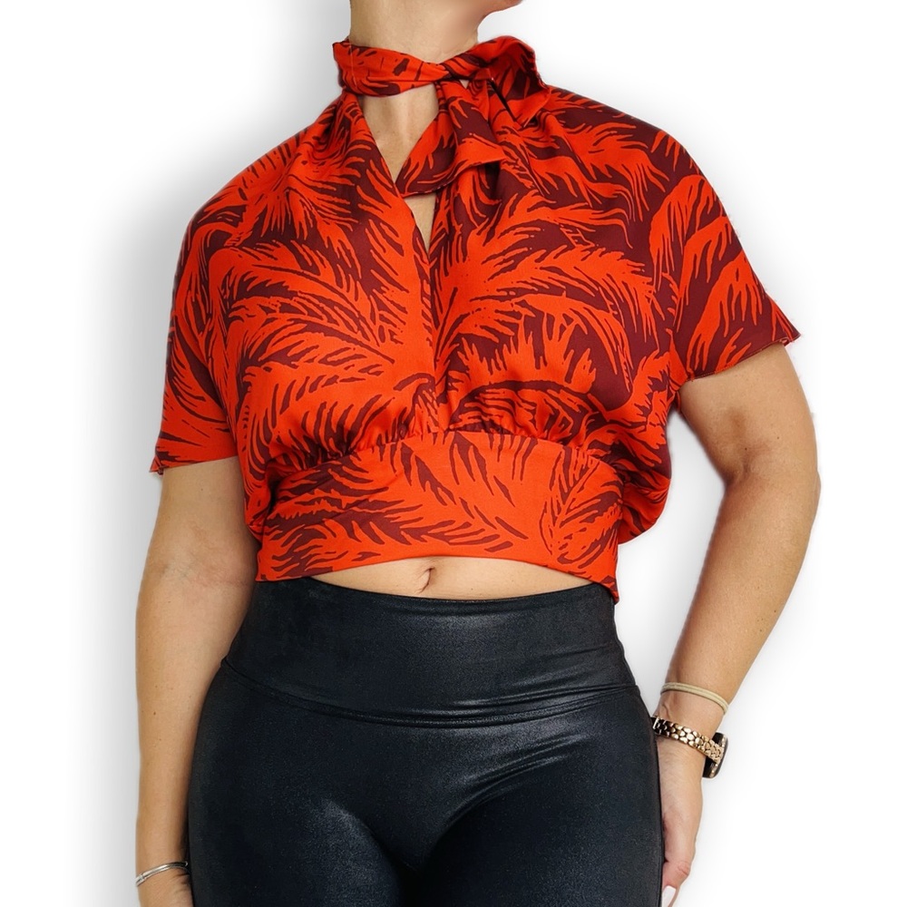 Johanna Ortiz Wrap Bkouse Tonal Palm Print - Picture 7 of 14